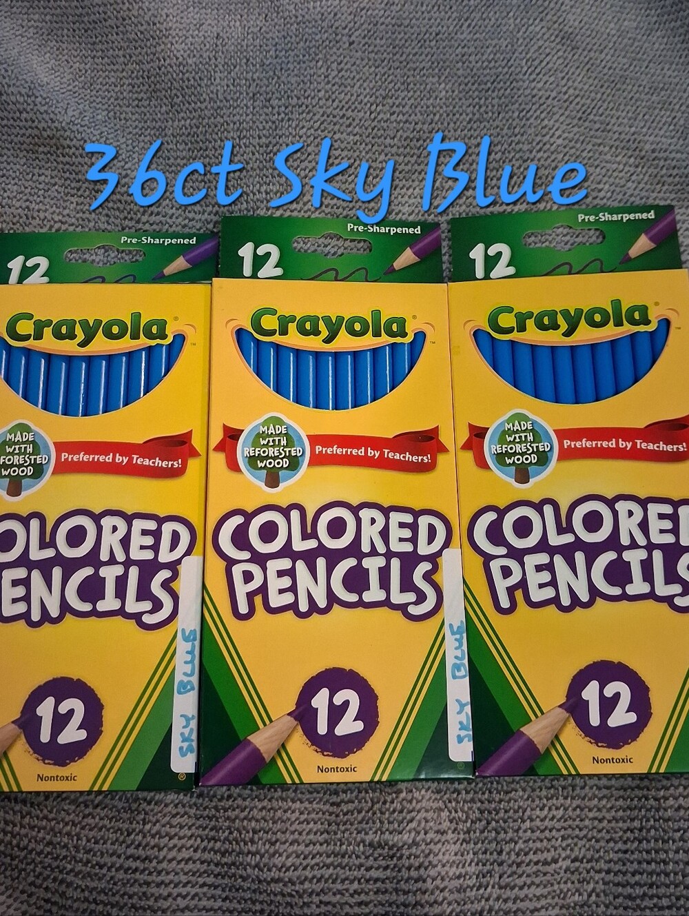 36ct Crayola Colored Pencils (Sky Blue) Single Color Bulk Lot